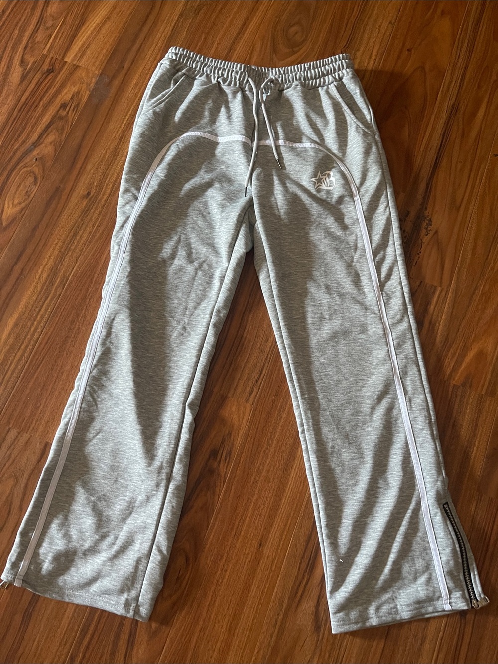 Kids Gray Active Track Pants with White Trim - [Brand Not Visible]